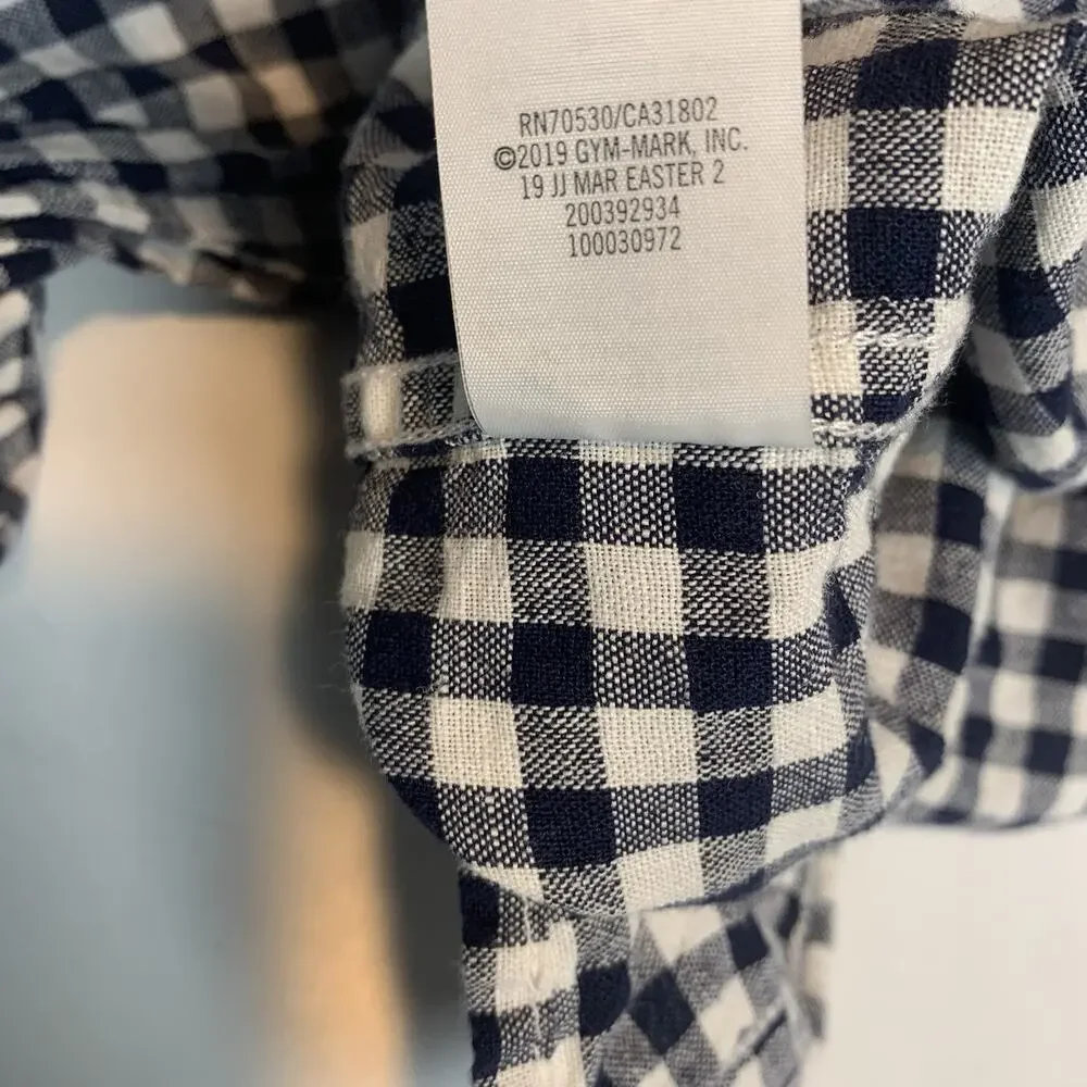 Janie and‎ Jack Shirt Boys 2T Gingham Print Linen Blend Button Up Preppy Classic